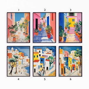 Greece Poster Sets, Greek Travel Print Set, Floral Prints, European Art, Folk Art Poster, Gallery Wall Art, Travel Gift, A1/A2/A3/A4