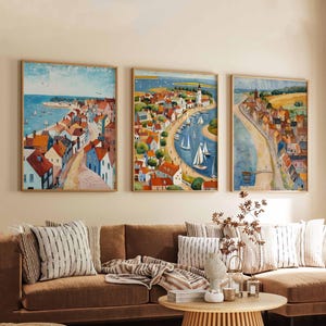 Set of 3 Aldeburgh Posters, UK Seaside Prints, Suffolk Wall Art Sets, Coastal Town Poster Prints, Beach Decor Gift