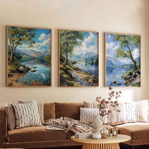 Set of 3 Coniston Water Lake District Travel Poster, UK Wall Art, Scenic Print, Coniston Lake Art, British Nature Print, Travel Poster