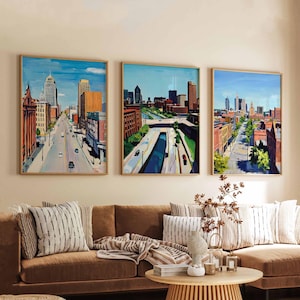 Set of 3 Columbus Ohio Posters, Travel Posters Set, Columbus Prints, Ohio Wall Art, Columbus City Decor, Columbus Skyline Print
