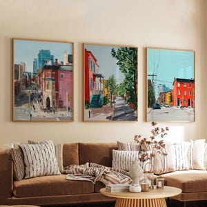 Set of 3 Philadelphia Posters, USA Travel Prints, Pennsylvania Wall Art Sets, City Skyline Posters, Vintage Urban Decor Prints