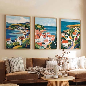 Set of 3 Fife Posters, Scotland Travel Prints, Fife Wall Art Set, Coastal Landscape Posters, Scottish Countryside Decor Prints