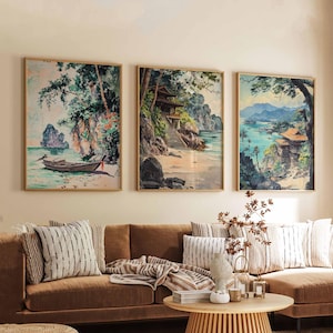 Set of 3 Koh Tao Posters, Thailand Travel Posters, Koh Tao Prints, Tropical Island Wall Art, Koh Tao Beach Decor, Scenic Koh Tao Prints