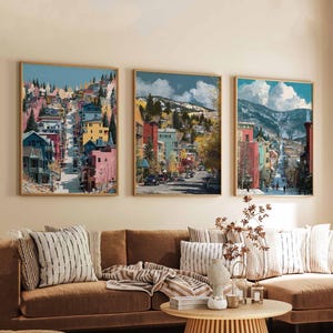 3er-Set Park City Poster, Utah Reisedrucke, Park City Wandkunst-Sets, Dekorposter des Skiortes, Berglandschaftsdrucke