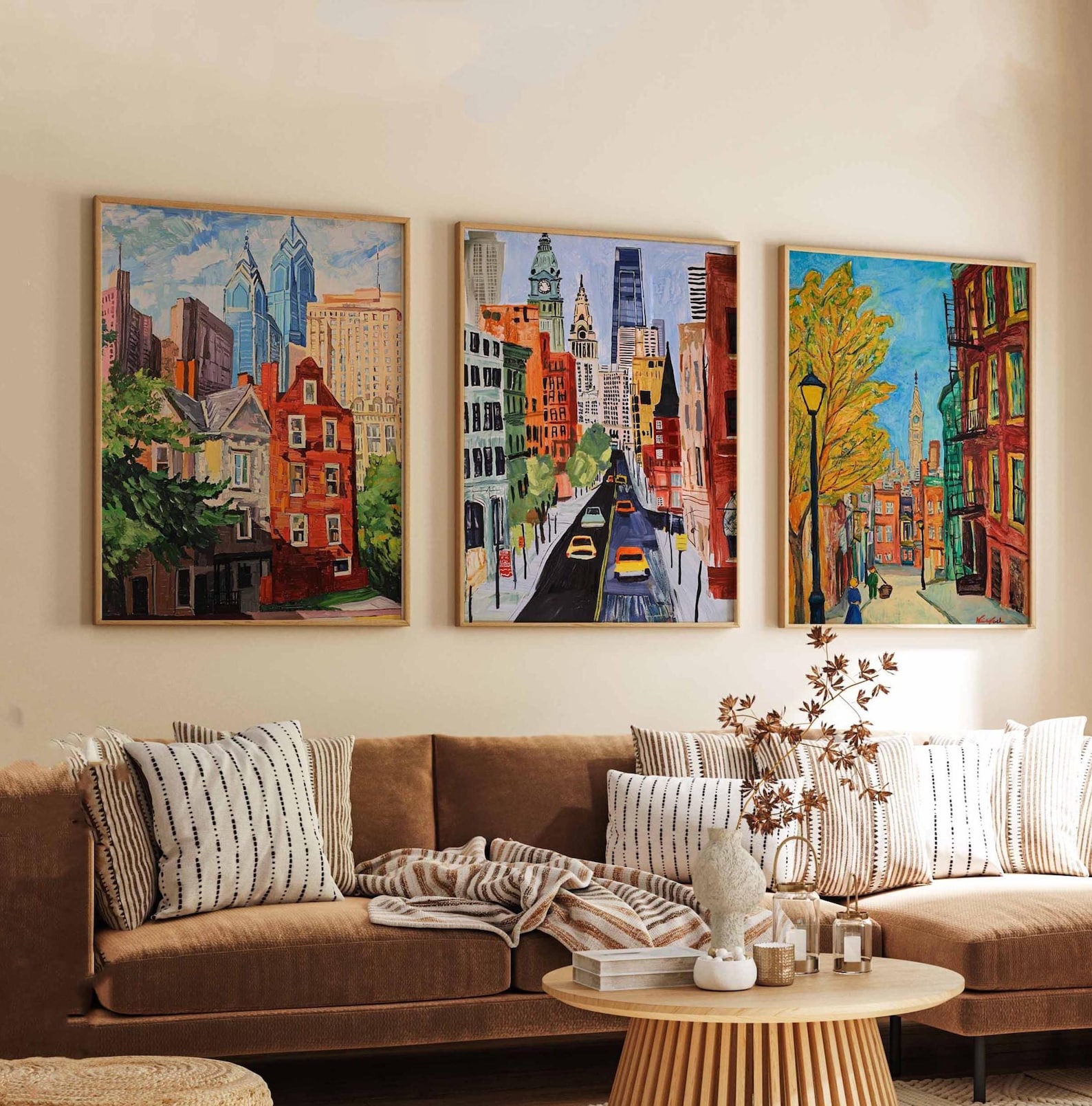 Set of 3 Philadelphia Posters, USA Wall Art Prints, Philadelphia Travel Poster Set, Philly Skyline Prints, Historic City Decor Posters - 24 x 36 inches x 3