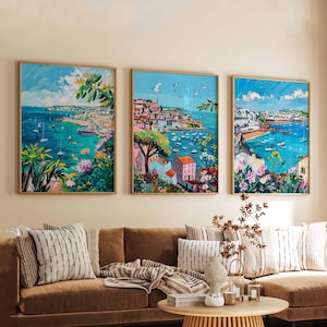 Set of 3 Brixham Posters, Devon Wall Art, UK Travel Prints, Brixham Harbour Poster Set, Coastal Decor, Fishing Village Gift
