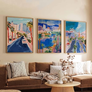 Set of 3 Las Vegas Posters, Las Vegas Nevada Wall Art, USA Travel Prints, Retro Las Vegas Poster Set, Vintage Nevada Decor Prints
