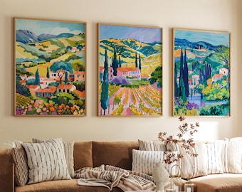 Napa Valley California Poster Set Of 3 Wine Country Travel Wall Art Usa Vineyard Hills Prints, Vintage Minimalist Style