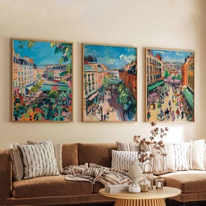 Set of 3 Covent Garden Posters, London Travel Prints, UK Wall Art Set, Covent Garden Decor, Market Scene Poster Prints, Gift for Home