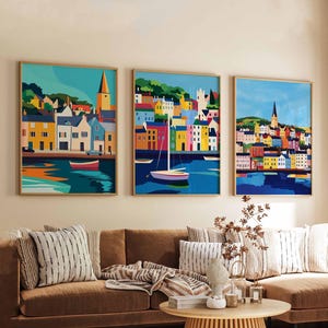 Set of 3 Waterford Posters, Ireland Travel Prints, Coastal City Wall Art Sets, Historic Town Poster Prints, Home Decor Gift