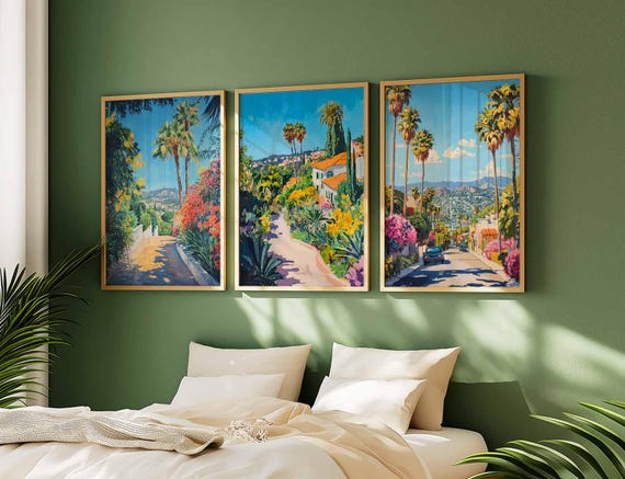 額装品/Les deux/ダニエル ビュレン/アート/ポスター/インテリア Set of 3 Los Angeles Posters, California USA Travel Prints, LA