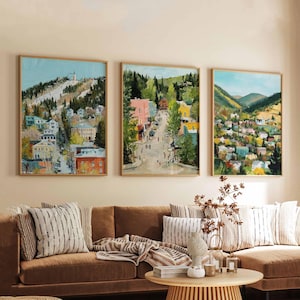 3er-Set Park City Poster, Utah Reisedrucke, Park City Wandkunst-Sets, Dekorposter des Skiortes, Berglandschaftsdrucke
