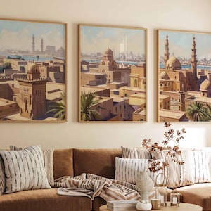 Set of 3 Cairo Posters, Cairo Travel Prints, Cairo Art, Arabic Decor, Botanical Art, Middle Eastern Decor, Egypt Travel Poster, Egypt Gift