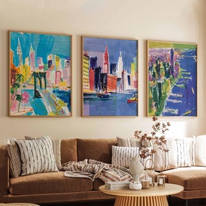 Set of 3 New York Posters, USA Prints, NYC Wall Art Sets, New York City Travel Decor, New York Landmarks Posters Set, State Art Sets