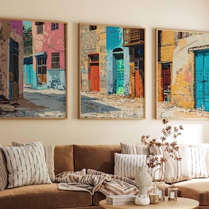 Set of 3 Syria Posters, Vintage Syrian Street Art Prints, Islamic Art, Folk Art Poster, Arabic Indian Art, Muslim Gift, Wall Print
