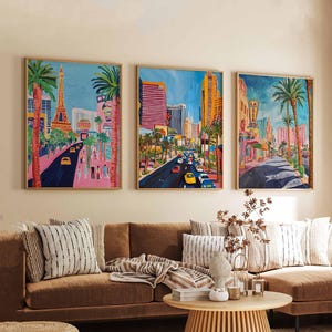 Set of 3 Las Vegas Posters, Las Vegas Nevada Wall Art, USA Travel Prints, Retro Las Vegas Poster Set, Vintage Nevada Decor Prints