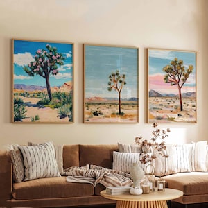Set of 3 Joshua Tree Posters, California Wall Art Prints, Joshua Tree Travel Poster Set, Desert Landscape Posters, National Park Prints