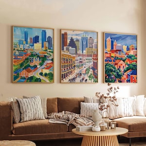 Set of 3 Fort Worth Texas Posters, Travel Prints Set, Fort Worth Wall Art, Fort Worth City Decor, Fort Worth Print Set, Texas Poster Gift