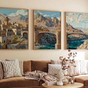 Set of 3 Yemen Posters, Yemen Travel Prints, Yemen Wall Art Set, Vintage Yemen Posters, Middle Eastern Decor Prints, Sanaa Poster Set