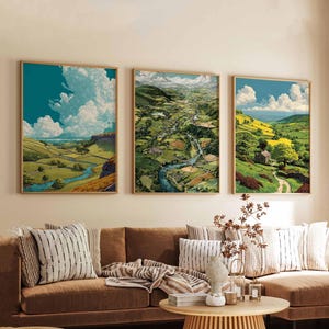 Set of 3 Lancashire Posters, England Travel Prints, Lancashire Wall Art Set, Countryside and Coastal Posters, Nature Decor Prints