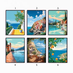 Italian Poster Sets, Italy Travel Print Set, Floral Prints, European Art, Folk Art Poster, Gallery Wall Art, Travel Gift, A1/A2/A3/A4