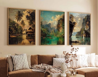 Set of 3 Thailand Posters, Thailand Travel Prints, Thailand Wall Art, Thai Prints Set, Thailand Decor, Thailand Landscape Posters