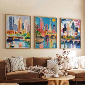 Set of 3 Columbus Ohio Posters, Travel Posters Set, Columbus Prints, Ohio Wall Art, Columbus City Decor, Columbus Skyline Print