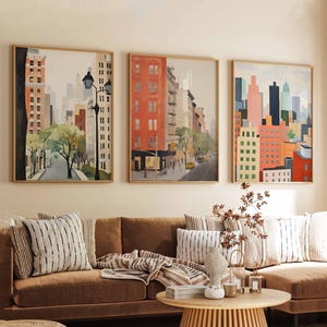 Set of 3 New York Posters, USA Prints, NYC Wall Art Sets, New York City Travel Decor, New York Landmarks Posters Set, State Art Sets