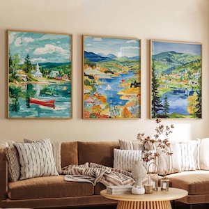 Set of 3 New Hampshire Posters, USA Prints, New England Wall Art Sets, New Hampshire Travel Decor, New Hampshire Mountains Posters Set