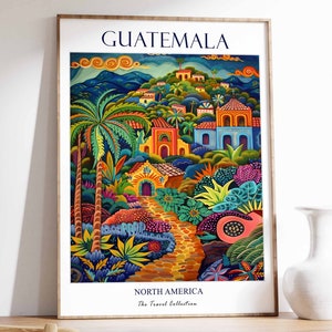 Guatemala Print, Guatemala Travel Poster, North America Travel Print, Tropical Decor,  North America Wall Art, Guatemala Gift