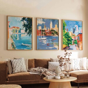 Set of 3 Charlotte North Carolina Posters, Travel Posters Set, Charlotte Prints, North Carolina Wall Art, Charlotte City Decor