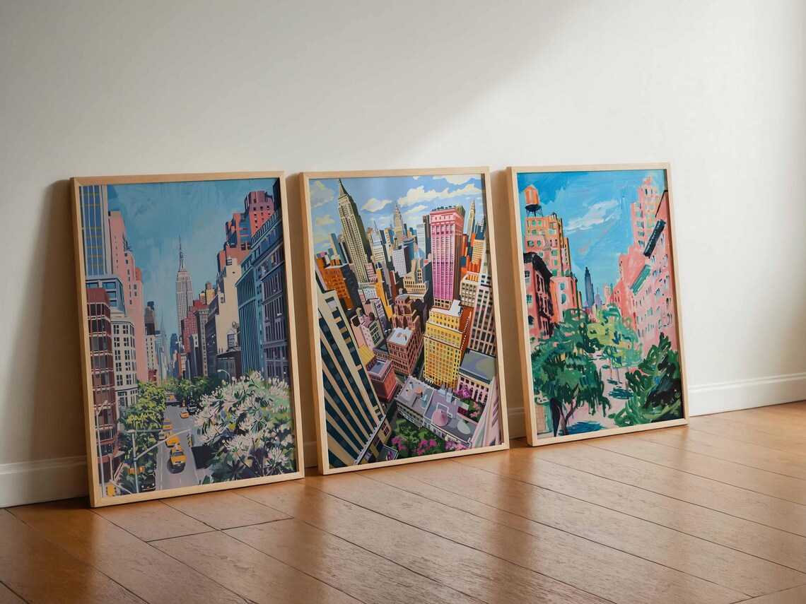 Set of 3 New York Posters, New York City Wall Art, USA Travel Prints ...