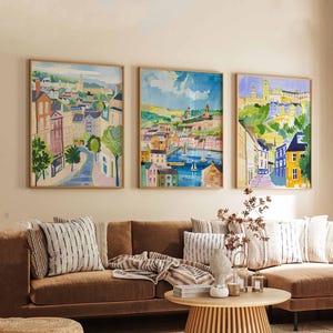 Set of 3 Huddersfield Posters, UK Town Prints, West Yorkshire Wall Art, Huddersfield Art Set, Travel Poster Prints, Vintage Style Decor
