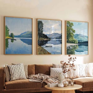 Set of 3 Coniston Water Lake District Travel Poster, UK Wall Art, Scenic Print, Coniston Lake Art, British Nature Print, Travel Poster
