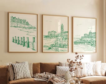 Set of 3 Cromer Travel Posters, Norfolk Coastal Wall Art, UK Seaside Prints, Vintage Beach Decor, Modern Travel Artwork for Home
