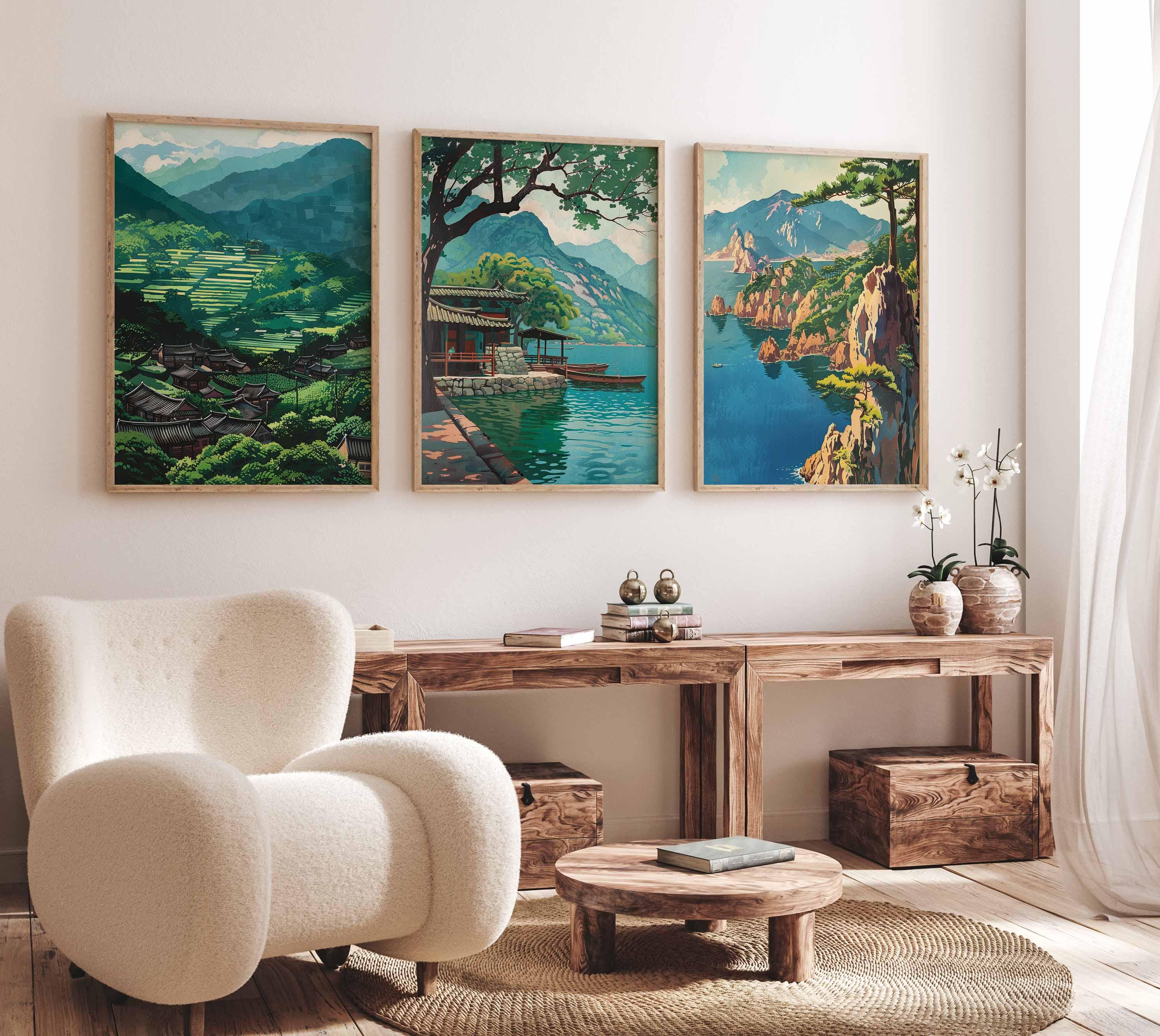 Set of 3 South Korea Posters, Korea Travel Prints, Seoul, Busan
