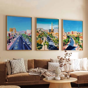 Set of 3 Las Vegas Posters, Las Vegas Nevada Wall Art, USA Travel Prints, Retro Las Vegas Poster Set, Vintage Nevada Decor Prints