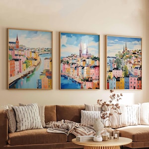 Set of 3 Waterford Posters, Ireland Travel Prints, Coastal City Wall Art Sets, Historic Town Poster Prints, Home Decor Gift