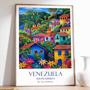Venezuela reisposter, Venezuela print, Zuid-Amerika reiskunst, tropisch decor, Latijnse kunst, Zuid-Amerika reisposter, Venezuela cadeau