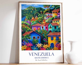 Venezuela Travel Poster, Venezuela Print, South America Travel Art, Tropical decor, Latin Art, South America Travel Poster, Venezuela Gift