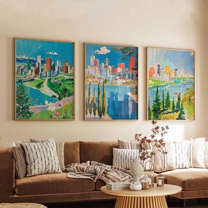 Set of 3 Calgary Canada Posters, Travel Posters Set, Calgary Prints, Canadian Wall Art, Calgary City Decor, Calgary Skyline Print