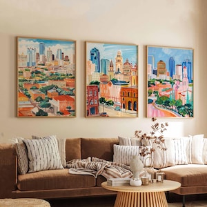 Set of 3 Fort Worth Texas Posters, Travel Prints Set, Fort Worth Wall Art, Fort Worth City Decor, Fort Worth Print Set, Texas Poster Gift