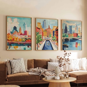 Set of 3 Columbus Ohio Posters, Travel Posters Set, Columbus Prints, Ohio Wall Art, Columbus City Decor, Columbus Skyline Print