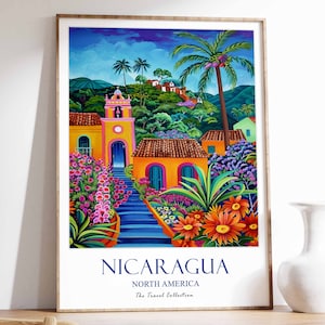 Nicaragua Print, Nicaragua Travel Poster, North America Travel Poster, Tropical Decor, North American Wall Art, Nicaragua Gift