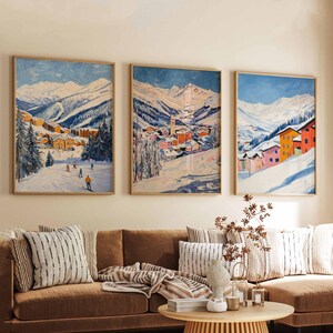 Les Menuires Ski Poster Set, Les Menuires, France Poster, France Print, Les Menuires Ski Resort Wall Art, Skiing Gift, Winter Wall Art