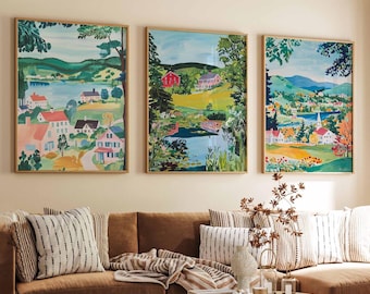 3er Set Vermont Poster, USA Reisedrucke, Green Mountain State Wanddekor, Vintage Landschaftsdrucke, Vermont Reisedekor