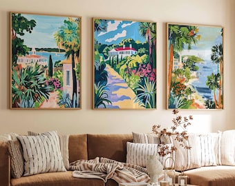 Set van 3 South Carolina-posters, VS reisafdrukken, kustmuurkunstdecor, reisdecor South Carolina, schilderachtige huisafdrukken, staatskunstsets