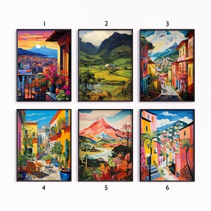 Conjunto de carteles de Ecuador, Estampados de viajes latinos, Arte floral, Decoración sudamericana, Cartel de arte popular, Pared de galería, Regalo de viaje, A1/A2/A3/A4