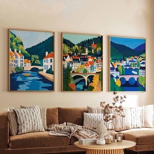 Set of 3 Dunkeld Posters, Scotland Travel Prints, Dunkeld Wall Art Set, Scottish Village Poster Prints, Dunkeld Decor Gift Idea
