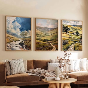 Set of 3 Yorkshire Dales Poster, England Travel Print, Yorkshire Wall Art, National Park Decor, Scenic Countryside Gift, Travel Poster Set